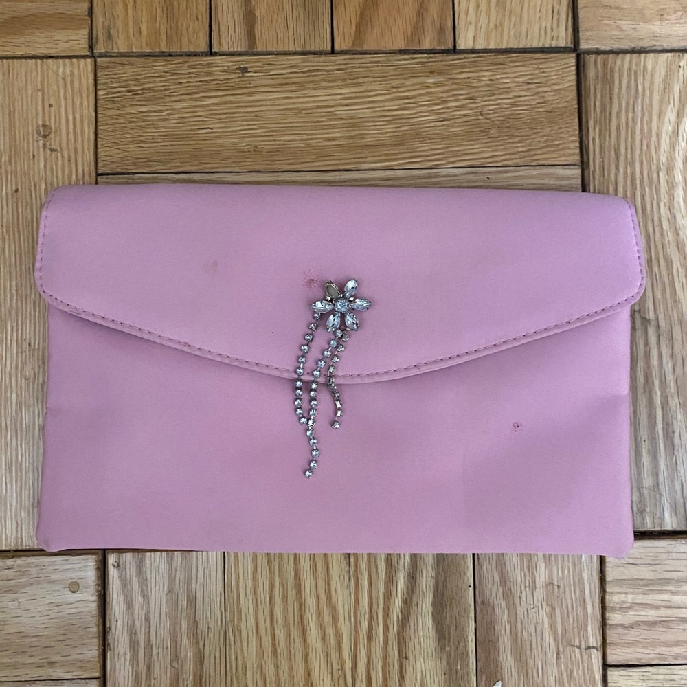 French Connection pink clutch purse (with strap)